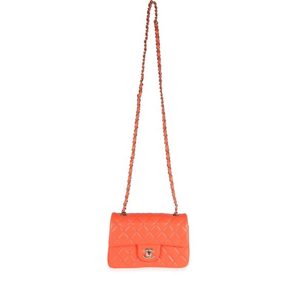 Chanel Orange Quilted Lambskin Classic Mini Flap Bag - Picture 4 of 8